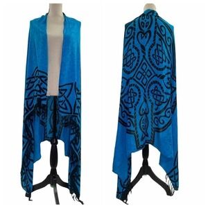GOOD Loving Blue & Black Printed Wrap Scarf Shawl